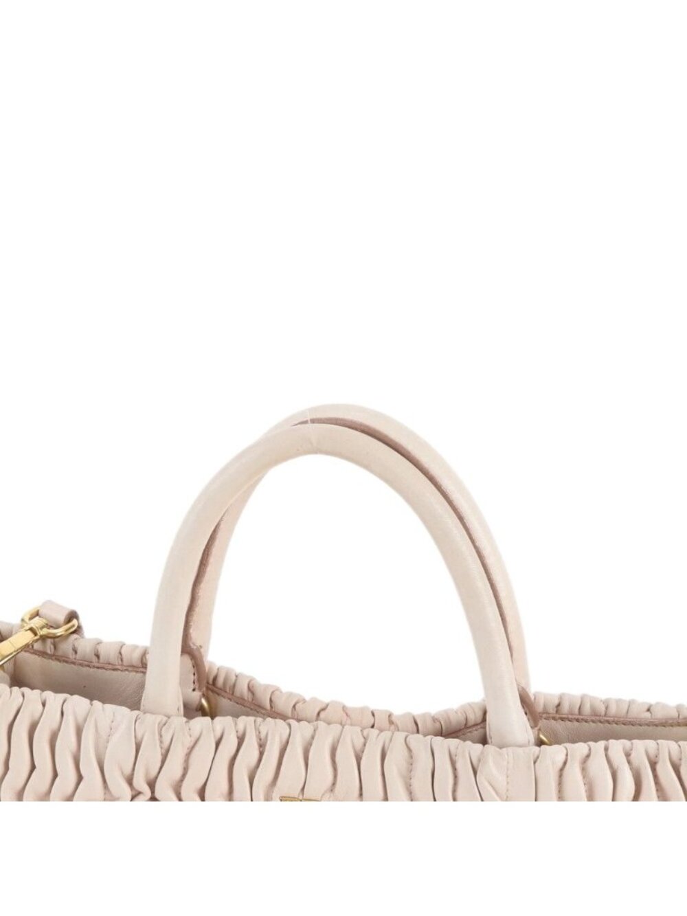 ★SOLD★ Prada Gather Leather 2-Way Shoulder Bag Crossbody Hand Tote Gold - Picture 2 of 8